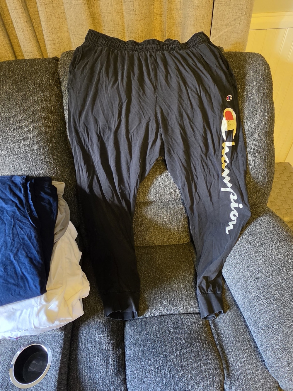 Champion Black Jogger Sweatpants with Side Script Logo